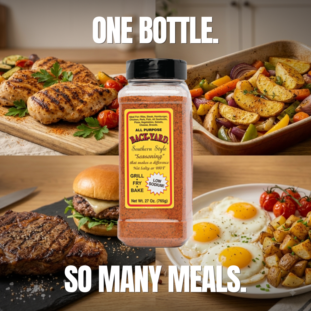 BACK-YARD Southern Style Seasoning: The Low Sodium "Everything" Rub (7oz Professional Value Size)