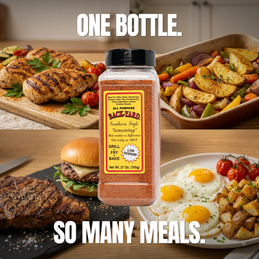 BACK-YARD Southern Style Seasoning: The Low Sodium "Everything" Rub (25oz Professional Value Size)